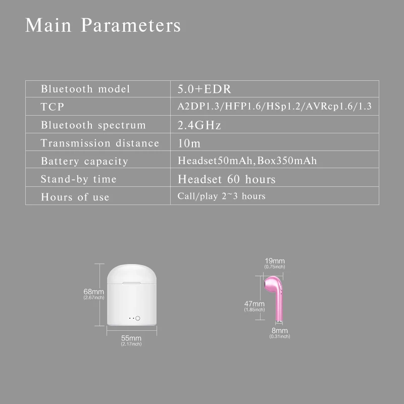 Smart Phones Support I7s TWS Bluetooth 5.0 Wireless Earphones True Stereo Earbuds Binaural Calling Headset With Charging Bin - ANKUX.COM