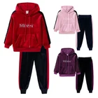 Wholesale Velour Tracksuit 2Pcs Autumn Girls Sports Hoodie Fall Winter Clothes Sets
