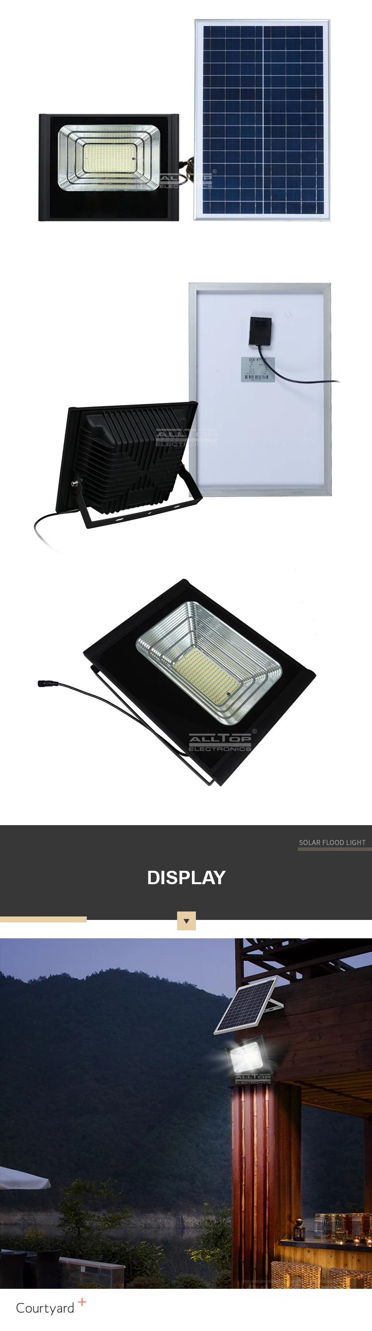 ALLTOP High quality large capacity battery remote control ip66 outdoor SMD 50w 100w 150w 200w solar led flood light