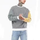OEM guangzhou clothing manufacturer striped design crewneck sweatshirt plain men