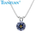 New Fashion Pendant Round Shape Tanzanite Blue and Coffee color one-time Forming Cubic Zirconia with 925 Silver Necklace
