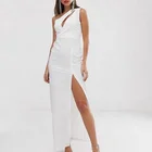 Stylish wholesale elegant long tight dresses custom one shoulder maxi dress in white