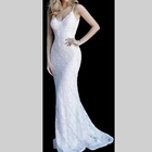 evening dresses 2019 party white spaghetti strap low back long fitted muslim lace women dress organza