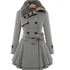 Women 2019 Winter Women Stylish Thick Overcoat Ladies Belt Lapel Woolen Coat