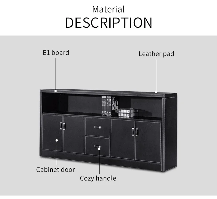Pengpai Hot Sale Filing Multi Drawers Cabinet Leather Wooden Office Bookcase With