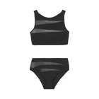Two Piece Sexy Woman Black Backless Mesh Lady Bikini Swimwear Swimsuit