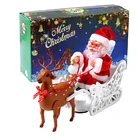 Santa Claus Riding Reindeer Toy with Colorful Led Light Christmas Musical Walking Reindeer Electric Toy