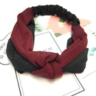 Women Stripe Headband Vintage Cross Knot Elastic Hair Band Soft Girls Hairband Hair Accessories
