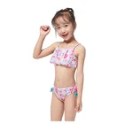 foil AOP kids 2pcs bikini beachwear pom pom trim for toddler old girl swimwear little girls bikini junior bikini swimwear
