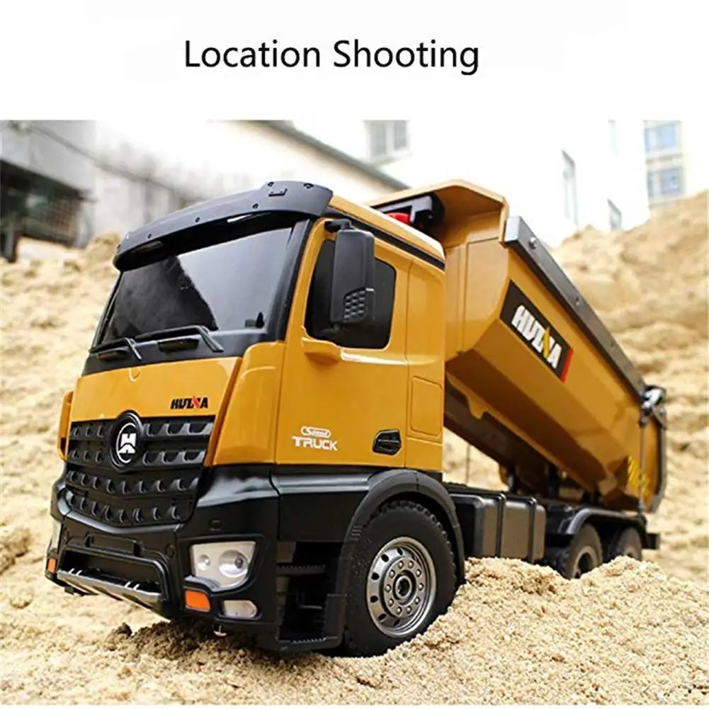 HUINA 1573 1/14 10CH Alloy RC Dump Trucks Engineering Construction Car Remote Control Vehicle Toy RTR RC Truck Gift for Boy