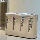 Factory wholesale oval indoor recycle waste bin 4 compartment stainless steel dustbin for airport waste basket