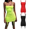 Commuting Style Bodycon Drawstring Sling Dress Fashion Design Women Sexy Tube Top Dress