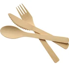 Factory Cheap Price Bamboo Fork Spoon Knife Sets For Restaurant