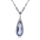 Abiding Factory Necklace Natural Iolite Blue Mystic Quartz Gemstone Pendant Necklace Women 925 Sterling Silver Jewelry