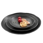Nordic Creative Multi Size Black Frosted Textured Petal Shaped Fruit Salad Plate