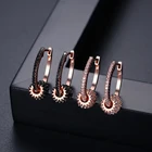 Rose Gold Earrings LUOXIN New Trend Women Rose Gold Circle Cuban Zirconia Hoop Stud Earrings