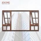 Awning windows top hung hand crank aluminium double temper glass screen residential windows AS2047 NAMI