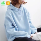 Blue Beautiful 100% Cotton Hoodies Blank Ladies Sweatshirts