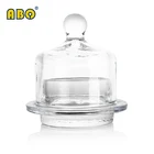top quality round unbreakable glass plate dessert butter dish bowl with cover