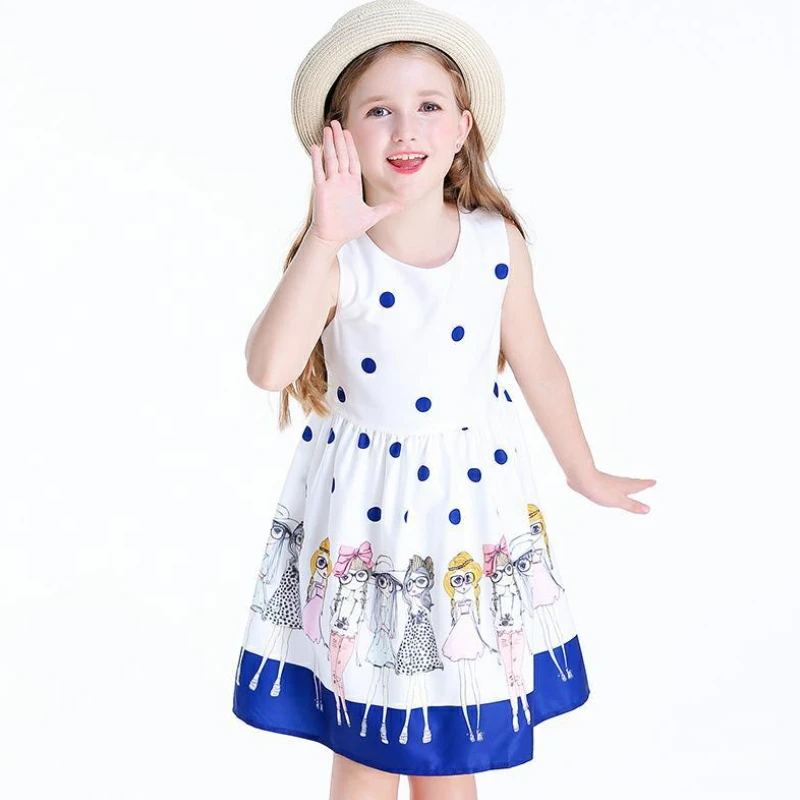 Children's Summer Clothing Girls  Dress Korean Kids Baby Girl Polka Dot Vest Dresses
