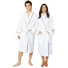 bath robe cotton with embroidered logo slippers and bag custom plush cotton robe set