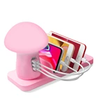 LED mushroom desk lamp USB 3 ports charging station wireless charging stand 3.0 quick charge