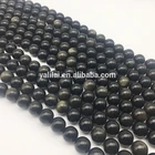 Wholesale Natural stone beads 14mm Obsidian AB quality gemstone for jewelry making