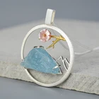 Pendant 2020 New Arrivals Jewelry 925 Silver Raw Stone Aquamarine Pendant