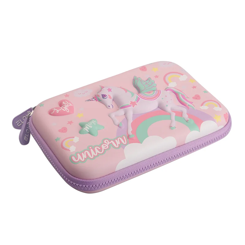Colored Custom School Students Zipper 3D EVA Pencil Case Pouch Large Capacity Children Pencil Bags with Handle manufacture