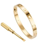 Titanium Steel Women Love Cuff Bangle Fashion Gold Plating Stainless Steel Bracelet screw bracelet with screwdriver