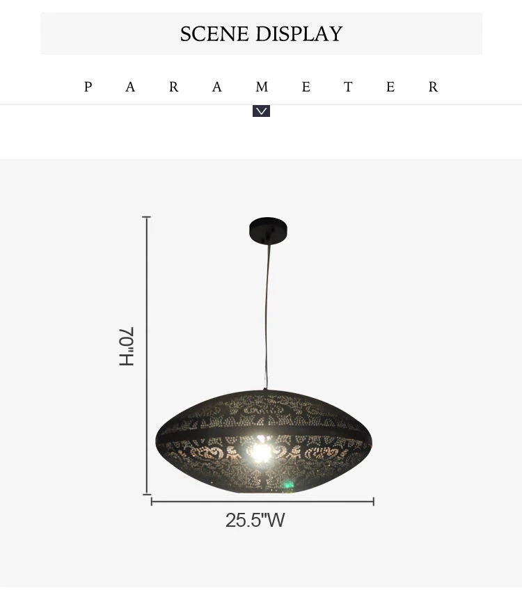 Industrial metal black chandelier home decoration interior lighting simple pendant light