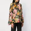 Ladies Puff Sleeves Pussy-bow Floral Print Chiffon Blouse For Women Casual Top And High Collar Shirt Latest Design Office Wear