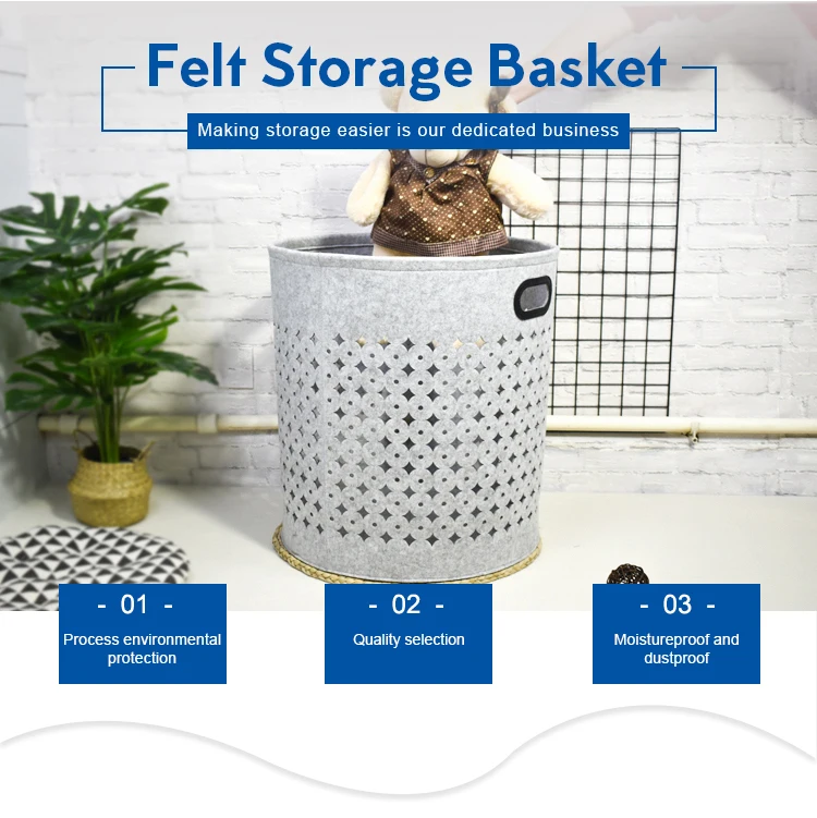2020 eco-friendly felt large laundry hamper basket foldable&