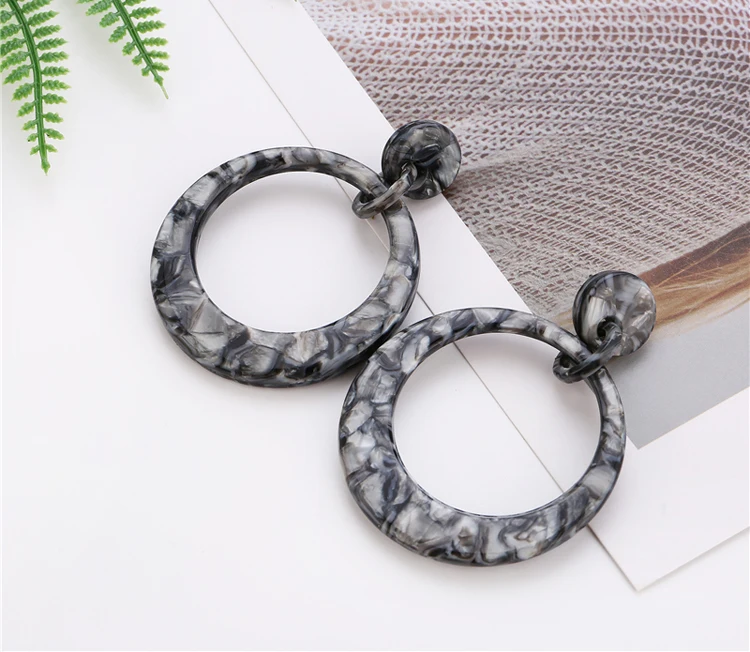 Factory handmade Hollow circle ring acrylic stud earring for lady fashion acetate round drop earrings