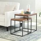 Hot selling 2 pieces metal legs nesting end side table Industrial tea table vintage iron metal small Nesting Coffee table