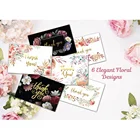 Thank You Note Cards Custom 96 Floral with Envelopes with Gold Foil Word and Matching Invitations Bridal Shower Bulk Notes