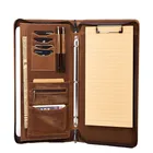LeatherTech Handmade Portfolio with 3 Ring Binder and Clipboard for A4 Size Notepad Crazy Horse Leather