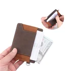2020 new design handmade rfid blocking business credit card genuine leather visa cards holder wallet for men