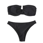 Metal U Type Swimwear Women Bikini Set Sexy Push Up Girl Black Bikinis Swimsuit