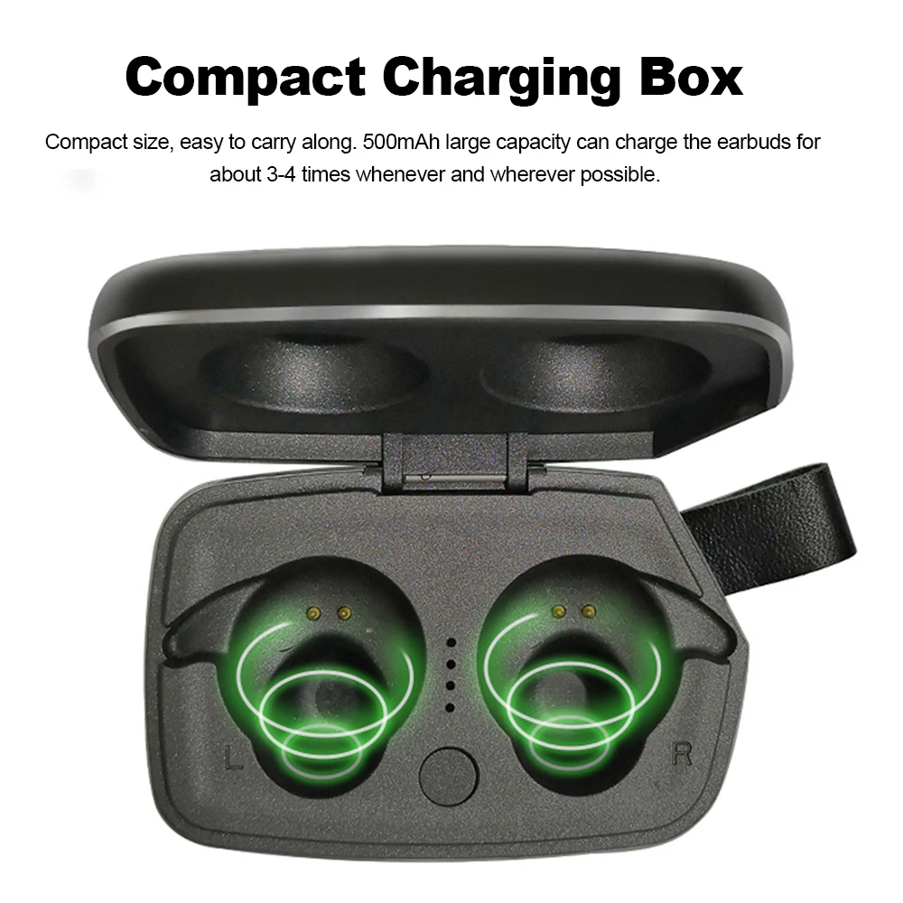ZR900 TWS Bluetooth 5.0 Earphones IPX5 Waterproof Headsets True Wireless Headphones Stereo Sound Hands-free w/ Mic Charging Box - ANKUX.COM