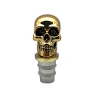 Halloween particular metal zinc alloy gold skull bottle stopper decorative red wine stopper for red wine