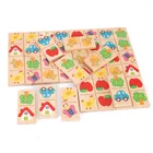 Dominoes 28 Pcs/Set Animal Wooden Dominoes For Kids Educational Toy