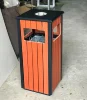 Outdoor Plastic Wood Dust bin Street Trash Can Wooden straps Waste Container