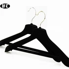 Black velvet suits and coat plastic clothes hanger with crossbar
