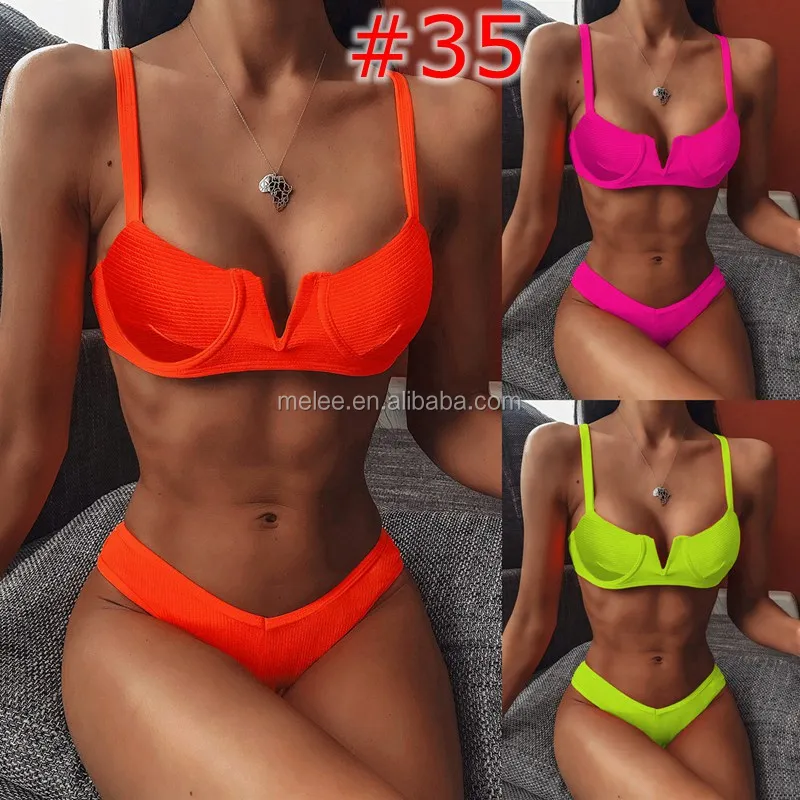 One Shoulder Neon Green Bikini 2019 Micro Bandeau Swimwear Women