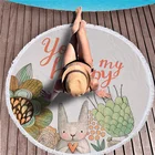 Towel Bag Custom Made Digital Printed Rabbit Microfiber Round Beach Towel With Bag