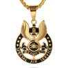 air force service American navy military eagle bird micro pave iced out black punk fashion biker Pendant necklace jewelry biker
