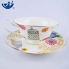 Various Color Art Pattern Ceramic Tea Cup Set Cup With Saucer For Afternoon Tea