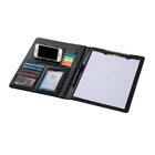 Leather Business Portfolio Compendium A4 Pu Notepad Zippered Conference Folder