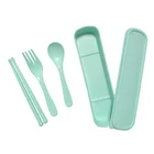 Nature bamboo fiber flatware portable reusable spoon fork set